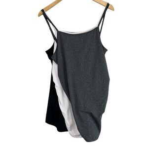 Bundle of 3 Maternity Shein Camisole Tank Tops Black White Dark Grey Size L 8/10